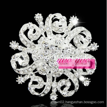 silver plated woman ladies crystal brooch